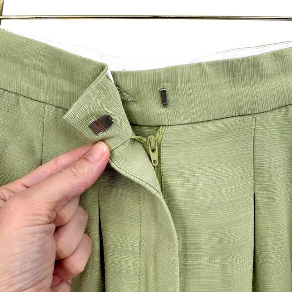 C/MEO Collective Woven Light Green Pleated High Waist Tapered Trouser Pants - Picture 6 of 9